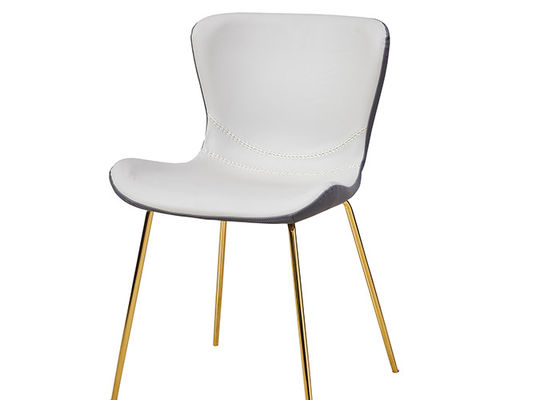 Gray Leather Padded Dining Chairs Without Armrest