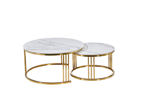 Office Stainless Steel White Circle Marble Dining Table