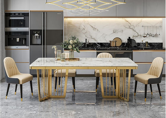 Stylish Luxury Marble Dining Table , Marble Top Table With Metal Legs