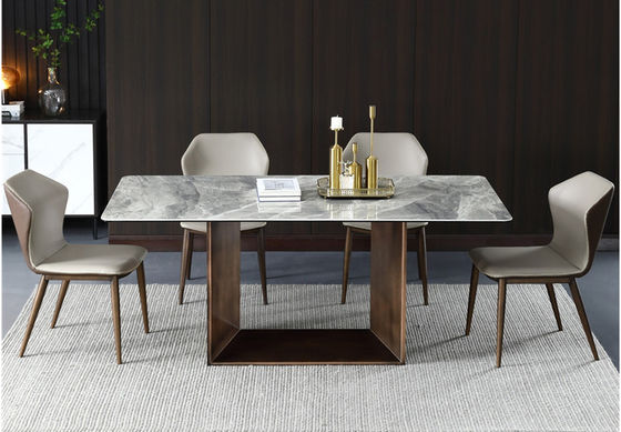 Hotel Wedding Events White Marble Dining Table Rectangular Modern Minimalist Design Luxury Table