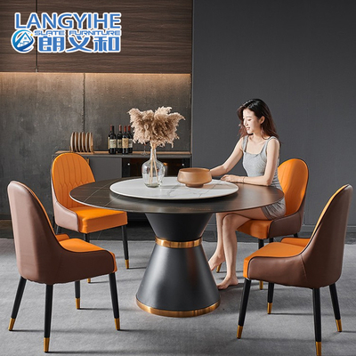 Nordic Rock Slab Round Marble Dining Table For 8 Household