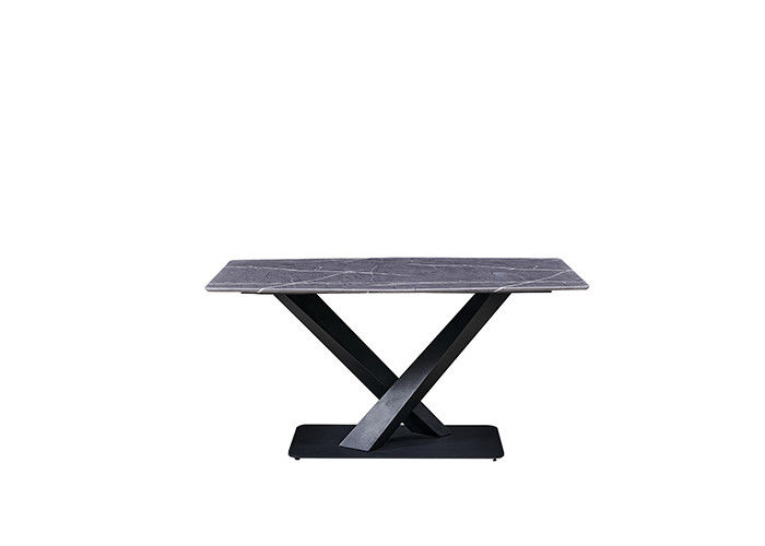 Grey 150x80x77cm 6 Seater Dining Table With Marble Top