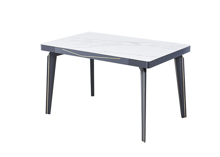 Metal Inlaid Light Luxury Rock Slate Top Dining Table