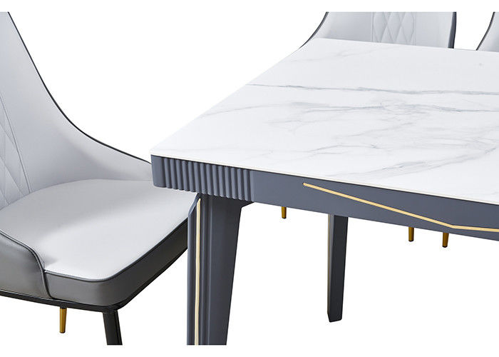 Metal Inlaid Light Luxury Rock Slate Top Dining Table