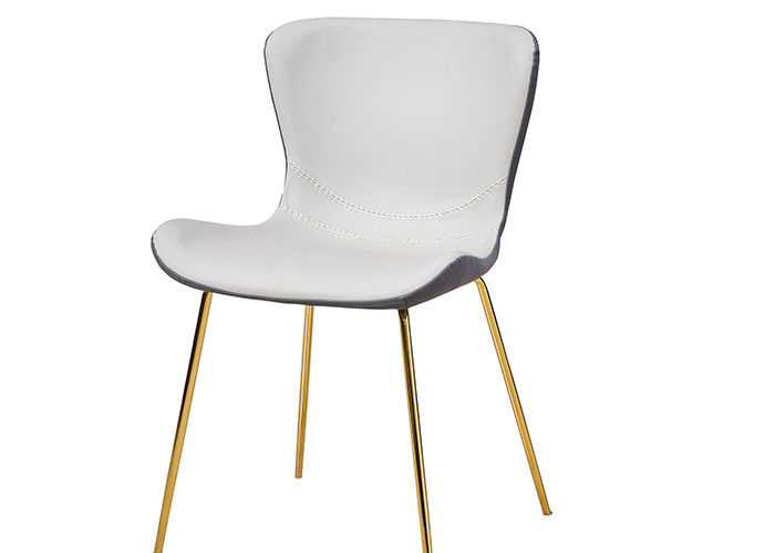 Gray Leather Padded Dining Chairs Without Armrest