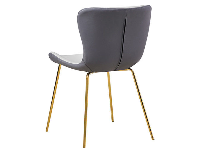 Gray Leather Padded Dining Chairs Without Armrest