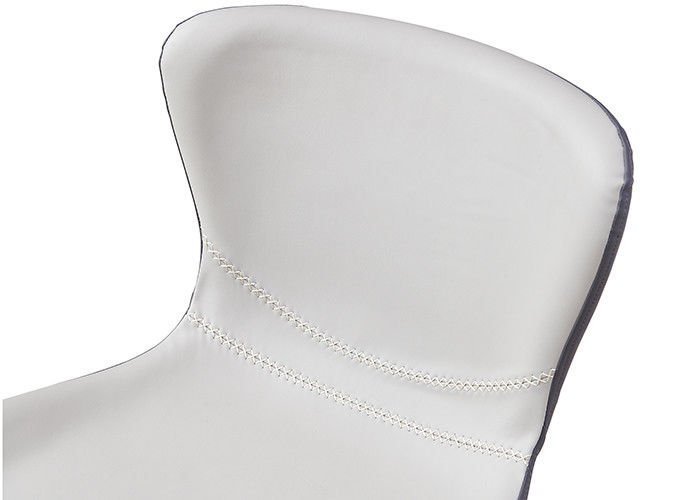Gray Leather Padded Dining Chairs Without Armrest