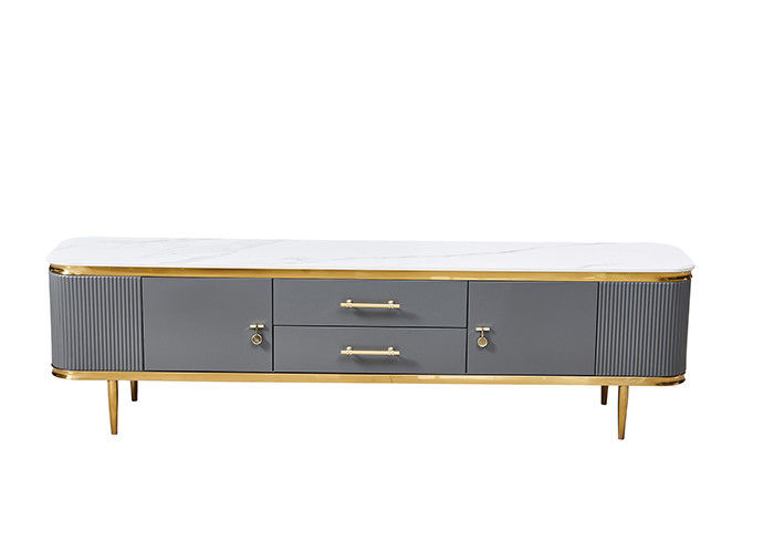 Rock Plate Metal Living Room TV Unit Coffee Table Set