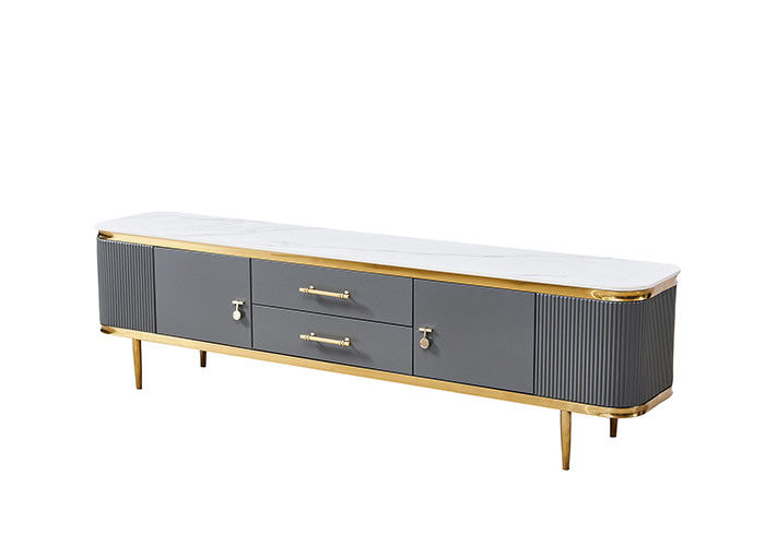 Rock Plate Metal Living Room TV Unit Coffee Table Set