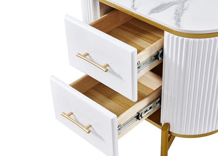 ISO9001 Rock Board Metal Side TV Unit Coffee Table Set
