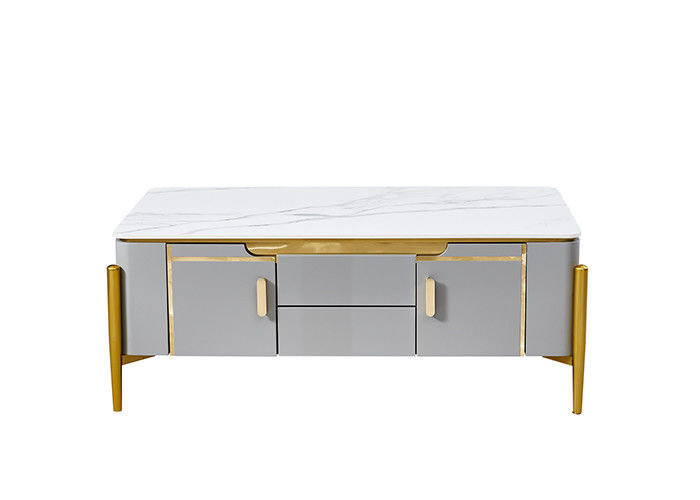 ISO18001 Marble Stone Slab TV Unit Coffee Table Set