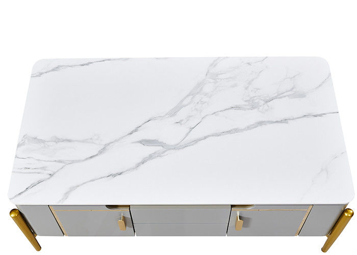 ISO18001 Marble Stone Slab TV Unit Coffee Table Set