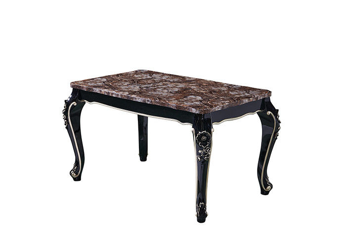 Retro Luxury Ebony Restaurant Rectangle Marble Table