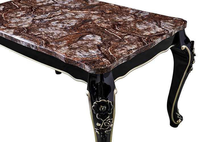Retro Luxury Ebony Restaurant Rectangle Marble Table