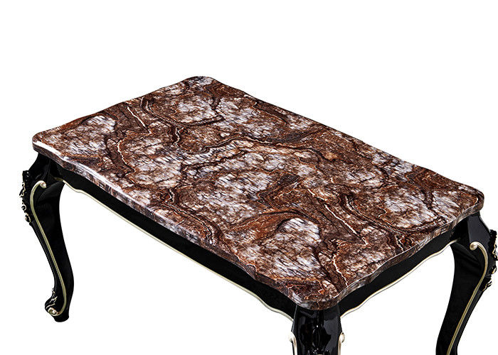 Luxury Paint Carved Ebony Nordic Marble Dining Table , European Style Dining Table