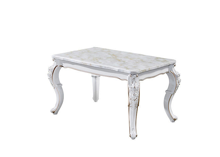 Pearlescent White Painted Rectangular Marble Dining Table