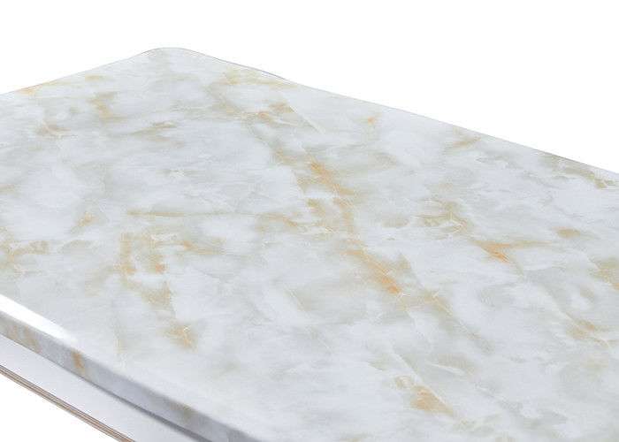 Pearlescent White Painted Rectangular Marble Dining Table