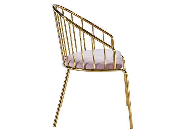 Stainless Steel Leather Padded Dining Chairs With Backrest