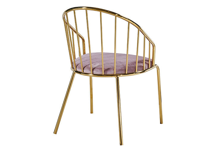 Stainless Steel Leather Padded Dining Chairs With Backrest