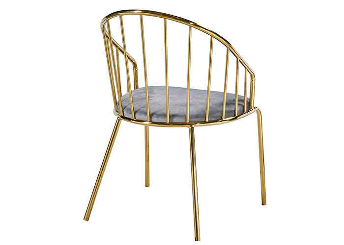 Stainless Steel Leather Padded Dining Chairs With Backrest