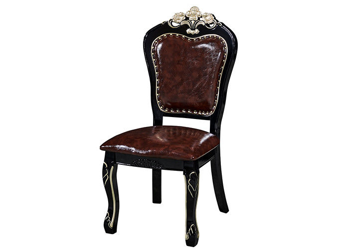 Ebony Solid Wood Carved Sponge European Dining Chairs