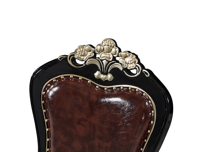 Ebony Solid Wood Carved Sponge European Dining Chairs