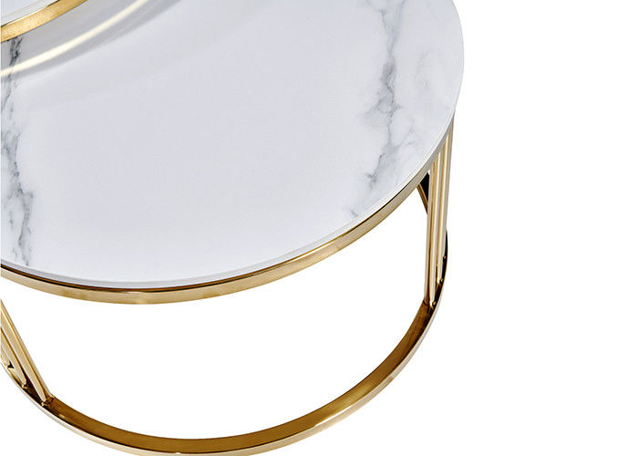 Office Stainless Steel White Circle Marble Dining Table