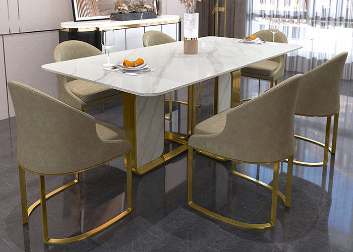 Restaurant Luxury Marble Dining Table , Durable Dining Table