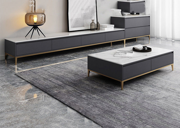 Minimalist TV Unit Matching Coffee Table With Drawers