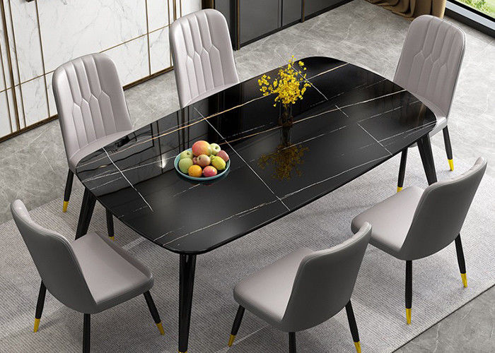 Marbled Stone Slate Dining Table , ISO9001 Family Dining Table