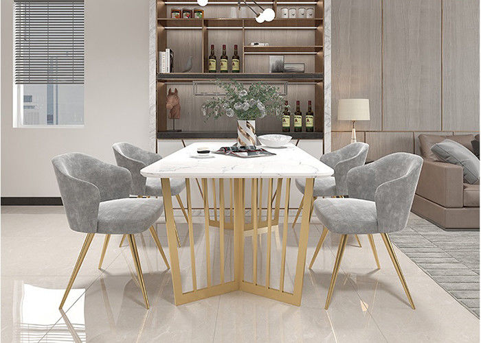 Stainless Steel Bottom Frame Modern Dining Table Marble