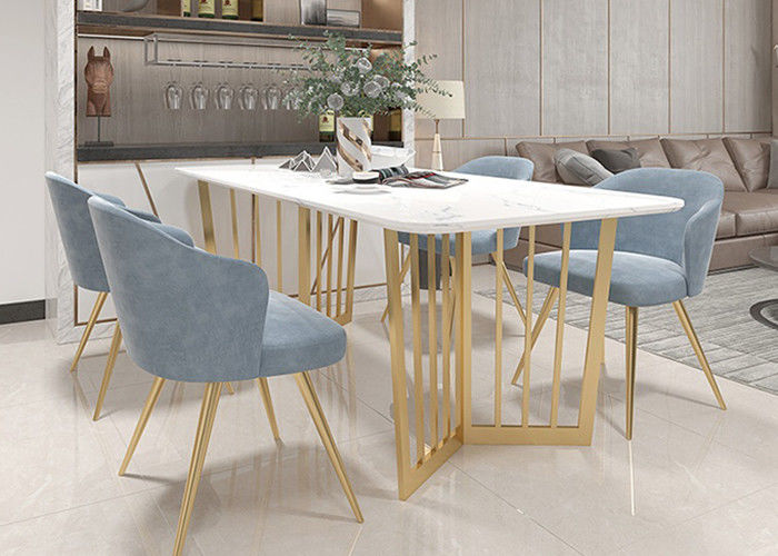 Stainless Steel Bottom Frame Modern Dining Table Marble