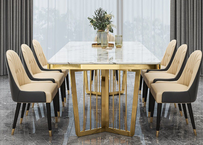 Stylish Luxury Marble Dining Table , Marble Top Table With Metal Legs