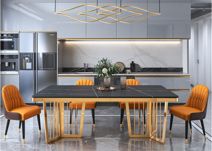 Stylish Luxury Marble Dining Table , Marble Top Table With Metal Legs