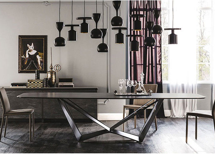 Marble hotel Dining Table With Stainless Steel Legs
