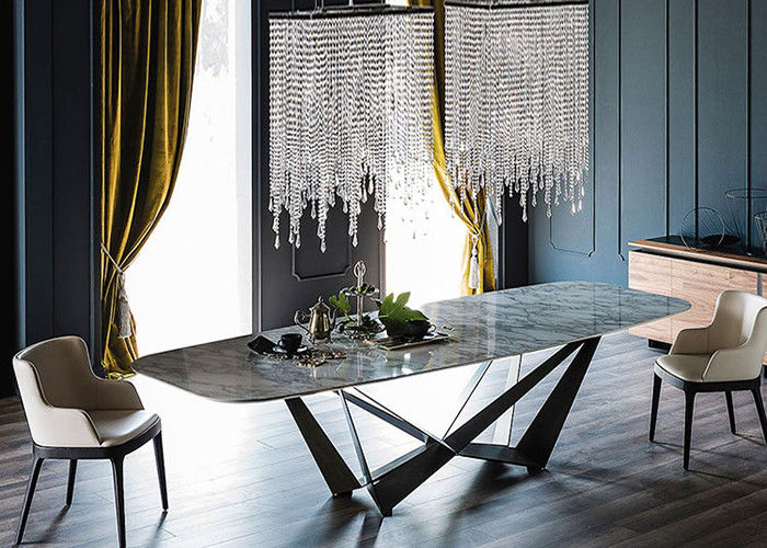 Marble hotel Dining Table With Stainless Steel Legs