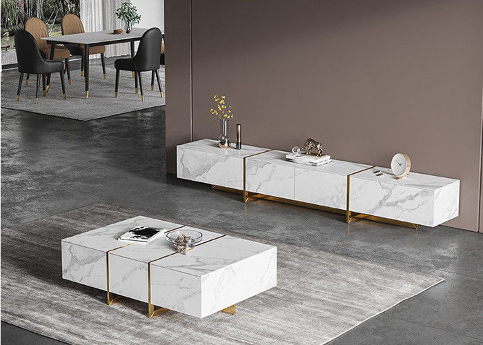 Wooden Modern Living Room TV Unit Matching Coffee Table