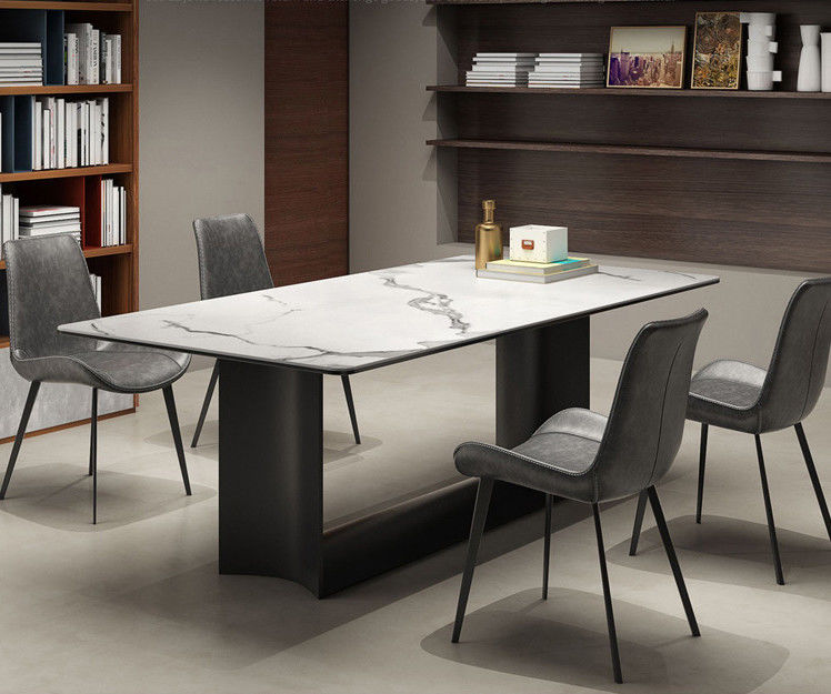 Modern Stainless Steel Leg Luxury Marble Dining Table