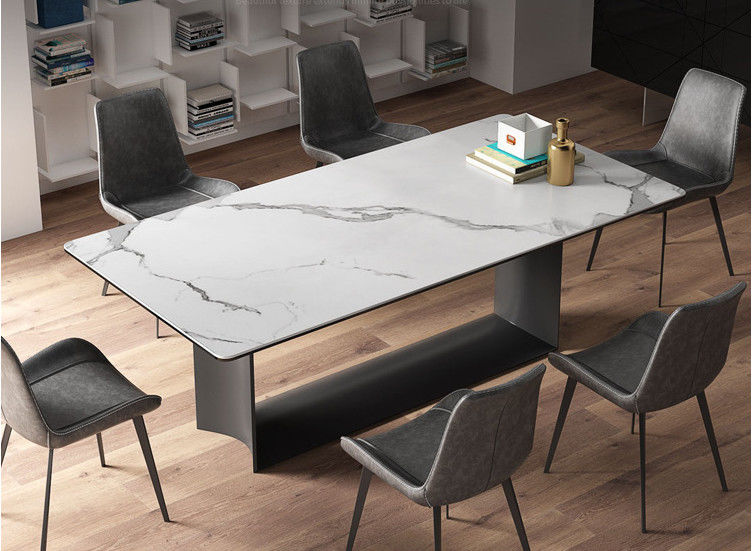 Modern Stainless Steel Leg Luxury Marble Dining Table