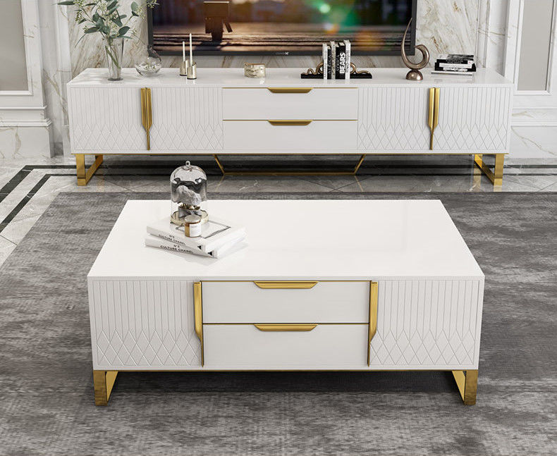 ISO9001 Modern Elegant Home TV Unit Coffee Table Set