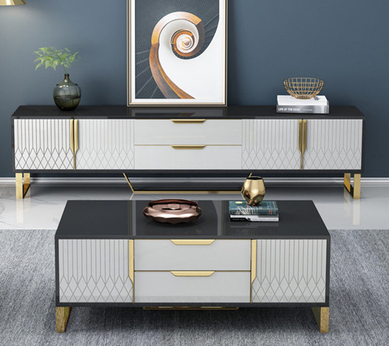 ISO9001 Modern Elegant Home TV Unit Coffee Table Set