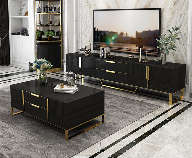 ISO9001 Modern Elegant Home TV Unit Coffee Table Set