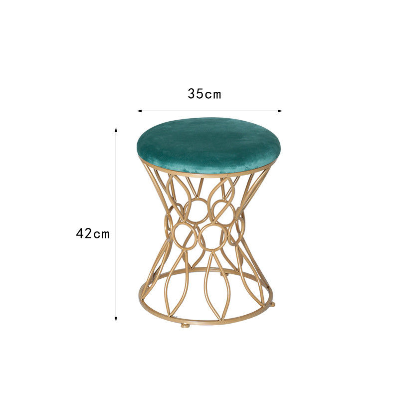 Indoor Gold Velvet 35cm Stainless Steel Ottoman Dirt Resistant