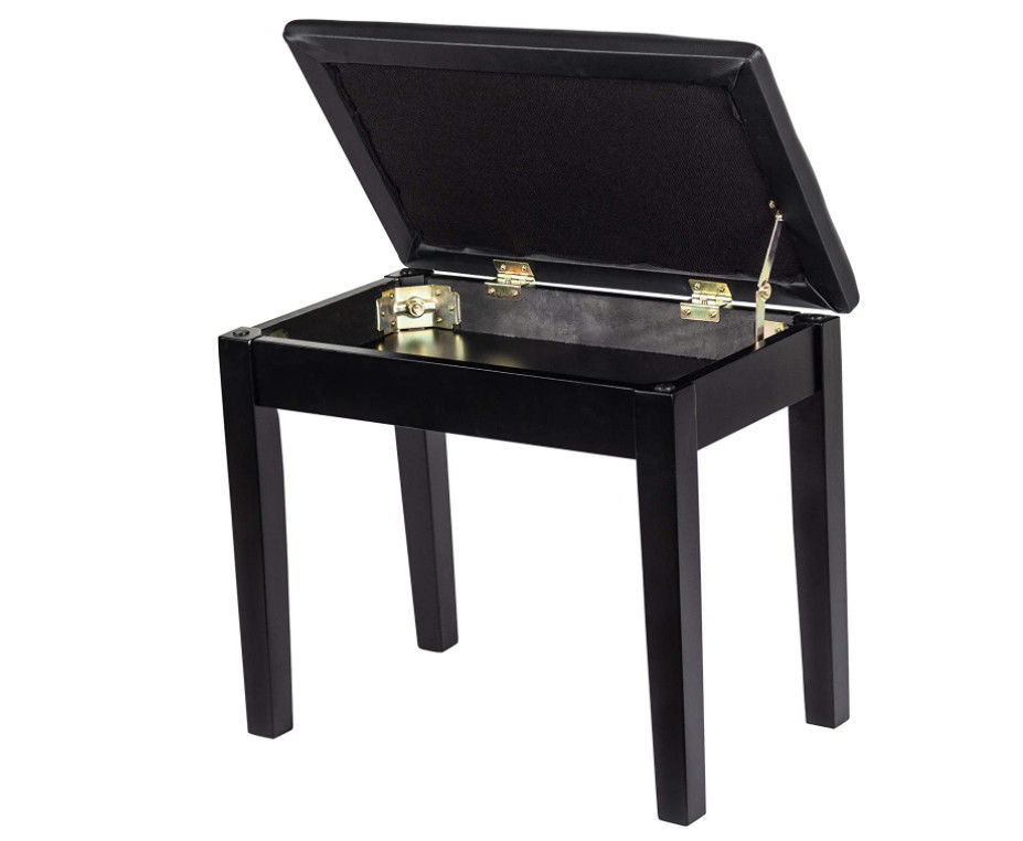 Duet Keyboard Odm Double Piano Bench With Storage Wide Seat Faux Leather Black