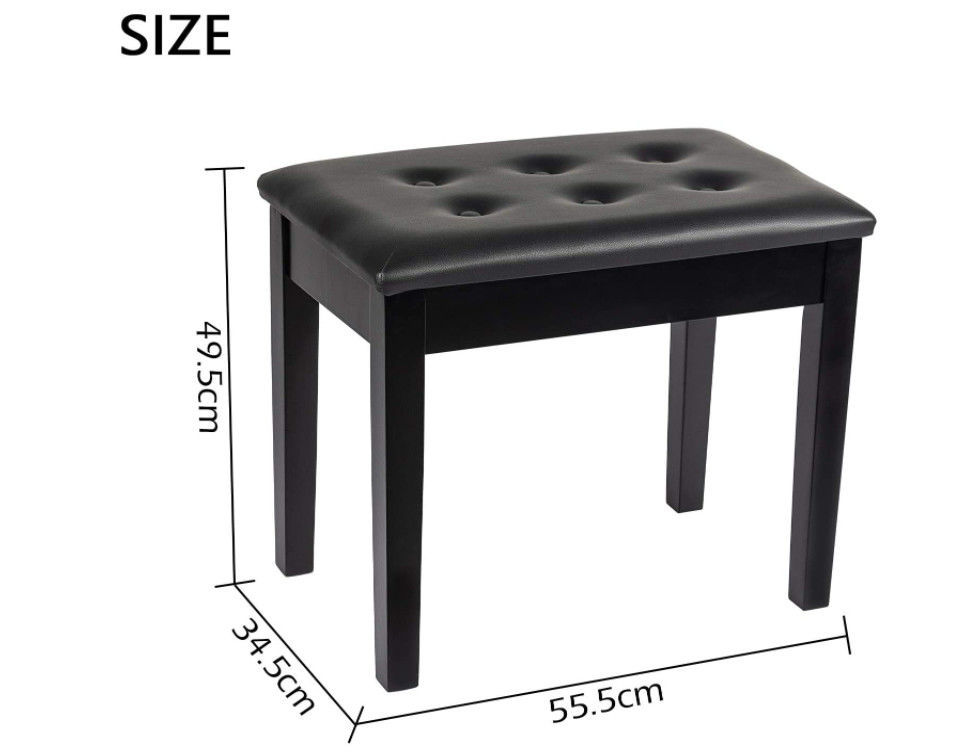 Duet Keyboard Odm Double Piano Bench With Storage Wide Seat Faux Leather Black