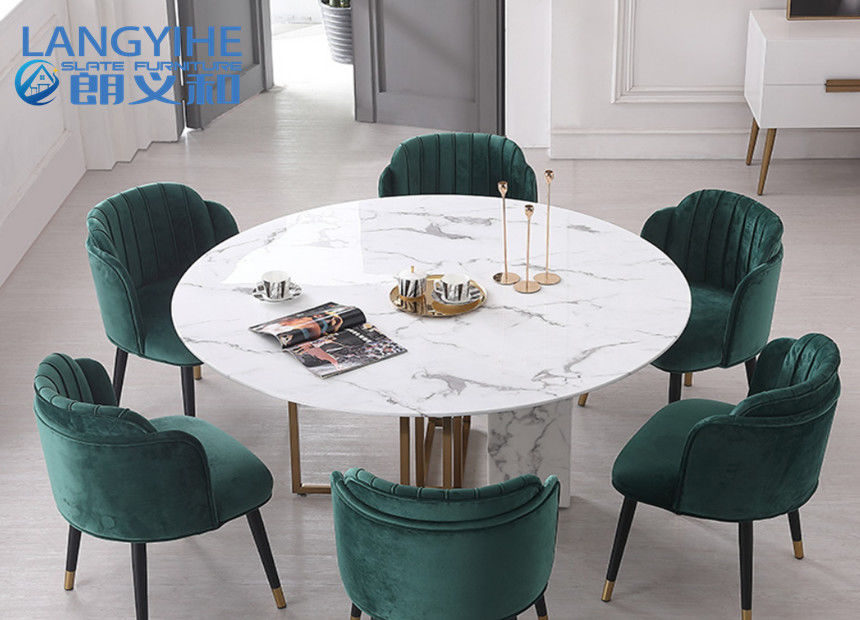 Minimalist Home Odm Circle Marble Dining Table Combination Nordic 75cm Height