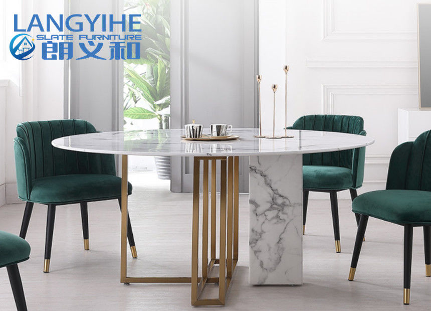 Minimalist Home Odm Circle Marble Dining Table Combination Nordic 75cm Height