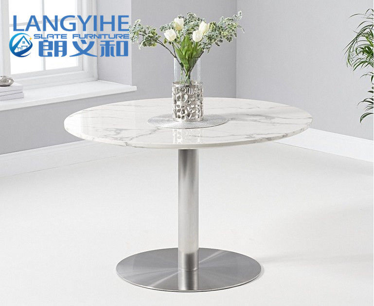 White Oem Odm Circle Marble Dining Table 120cm