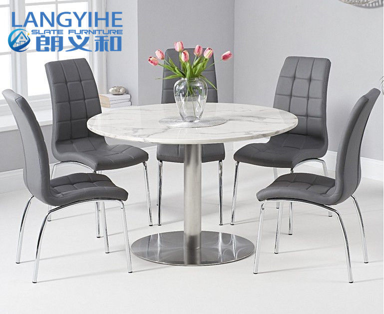 White Oem Odm Circle Marble Dining Table 120cm