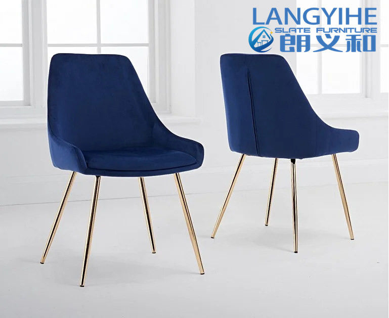 Iso 9001 120cm Round Marble Effect Dining Table With Fern Velvet Chairs Blue